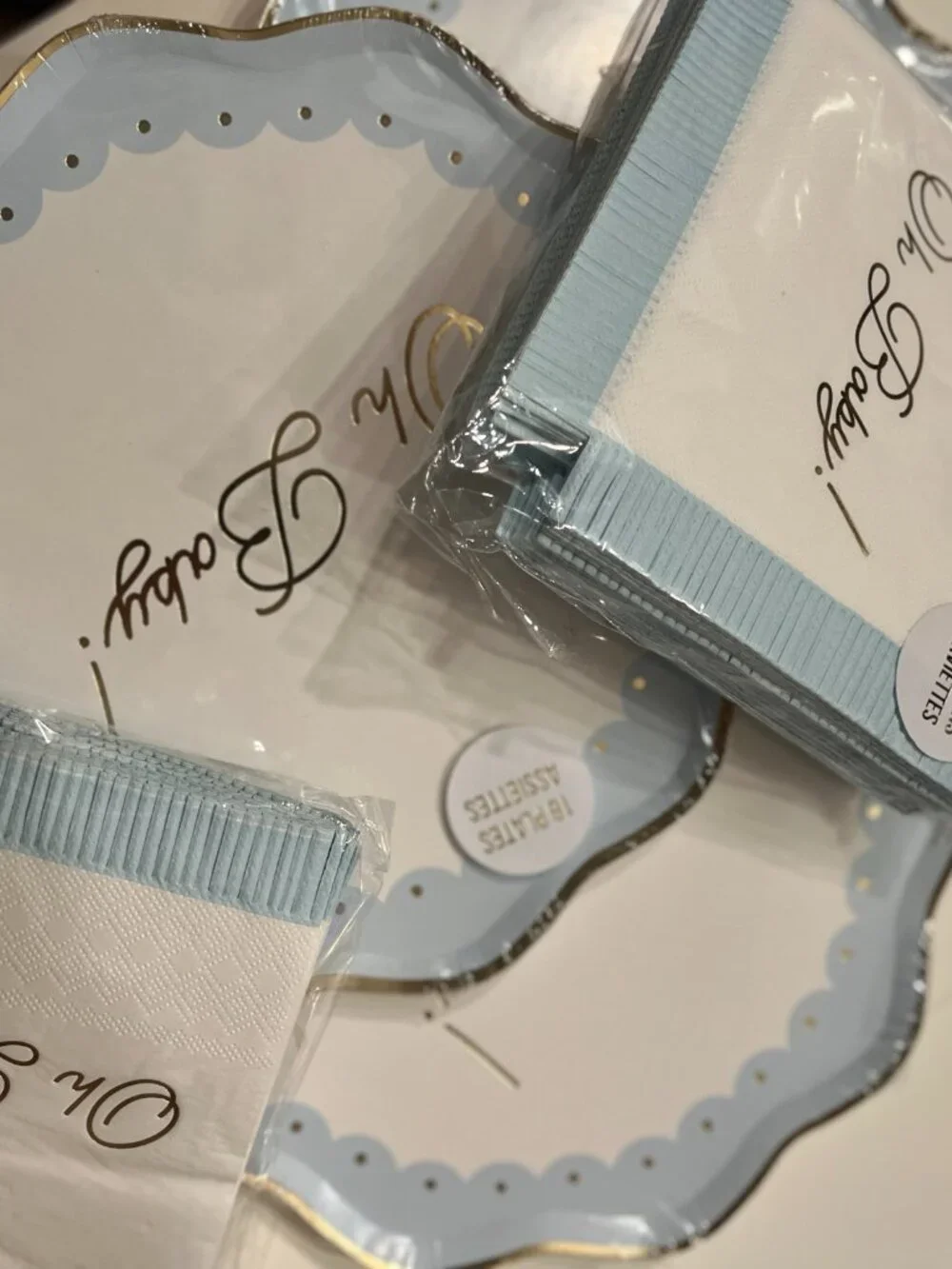 Baby Shower Party Supplies (Boy) Meri Meri Oh Baby Plates Napkins NWT (ps/x)